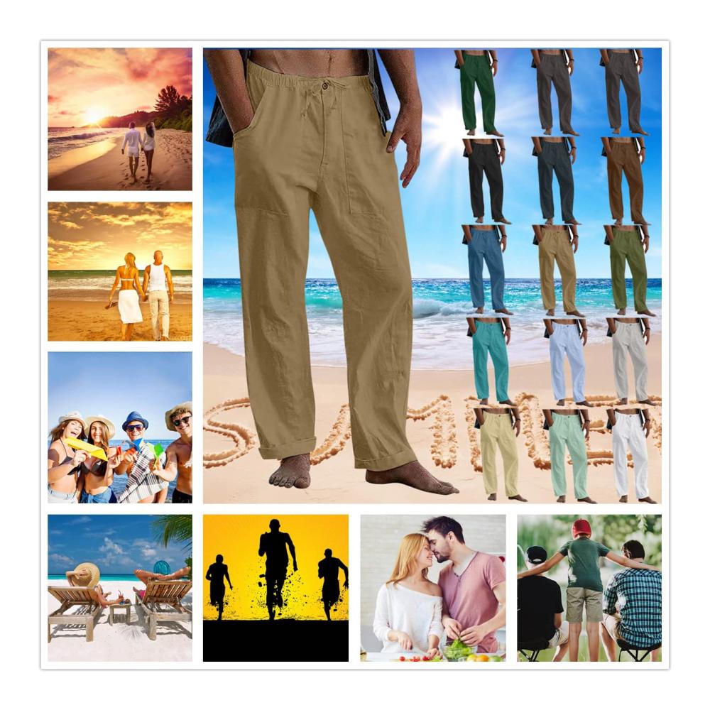 Erfrischend leicht Herren Leinen Sommerhose für Urlaub und Freizeit – Locker und luftig perfekt für Strand und Reisen – Atmungsaktiv und stilvoll