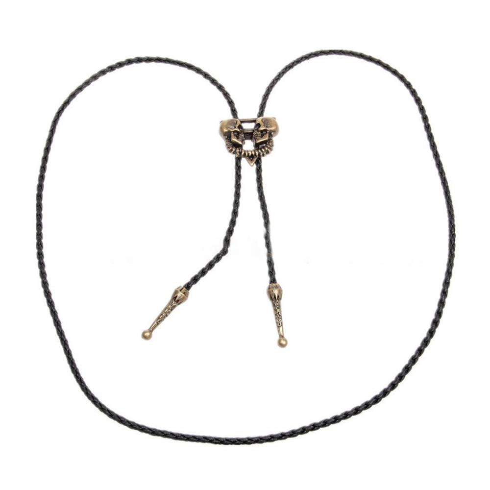 Einzigartige Vintage Bolo Krawatten Stilvolle Doppelte Totenkopf Kopf Krawatte für Damen und Herren - Ideal für Western Cowboy Musik Konzerte Rodeos und Gothic Styles