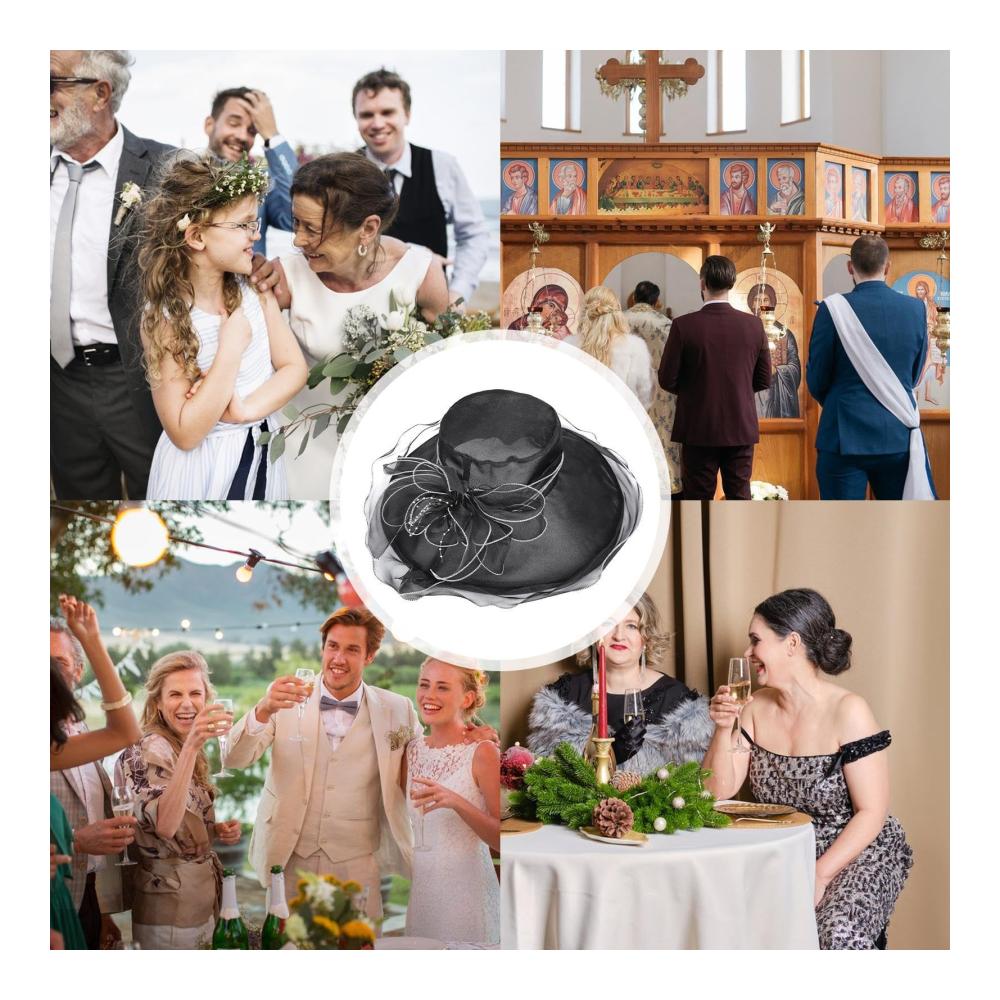 Eleganter Kirchenhut mit verstellbarem Organza-Fascinator für Damen Perfekt für Braut Hochzeiten Teepartys und formelle Anlässe