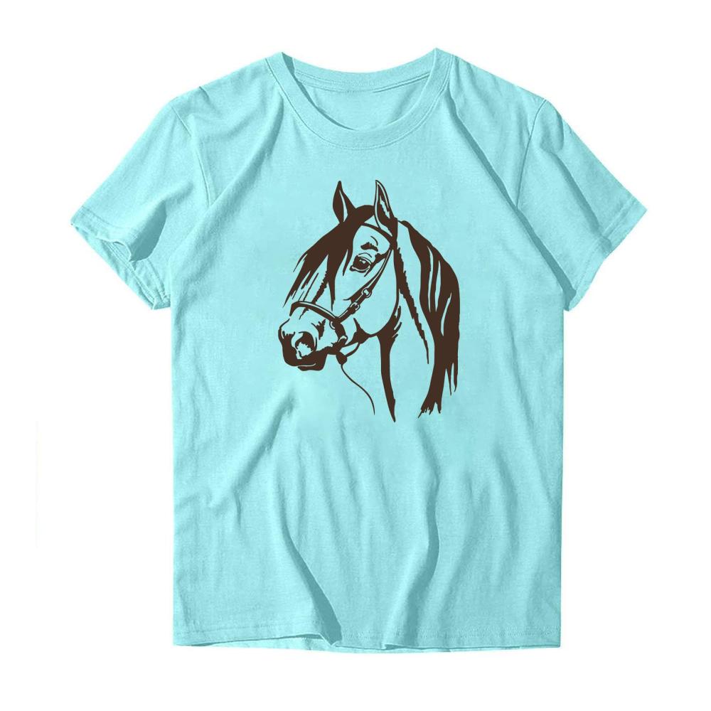 Einzigartige Damen T-Shirts Modische Baumwollshirts mit Pferdedruck für den Sommer. Stilvoll lässig und sportlich. Entdecke jetzt deine neuen Lieblingsoberteile