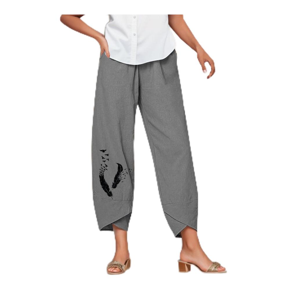Entdecke den ultimativen Komfort Leichte Damen Stretch Leinenhose für den Sommerurlaub. Übergröße mit bedrucktem Design Kordelzug und praktischen Taschen für Yoga und mehr