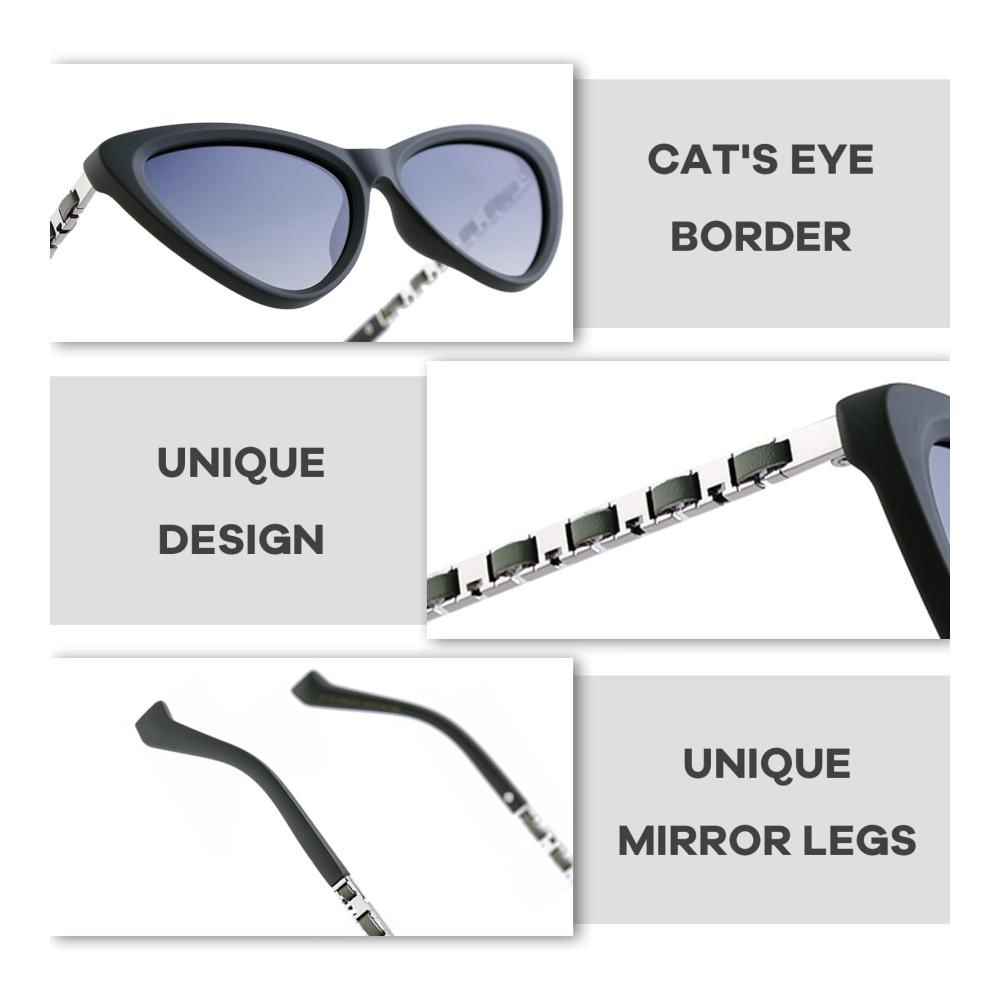 Elegante Cat-Eye Sonnenbrille für modebewusste Frauen - schmaler Metallrahmen für schlankes Auftreten mit sicherem UV400 Schutz