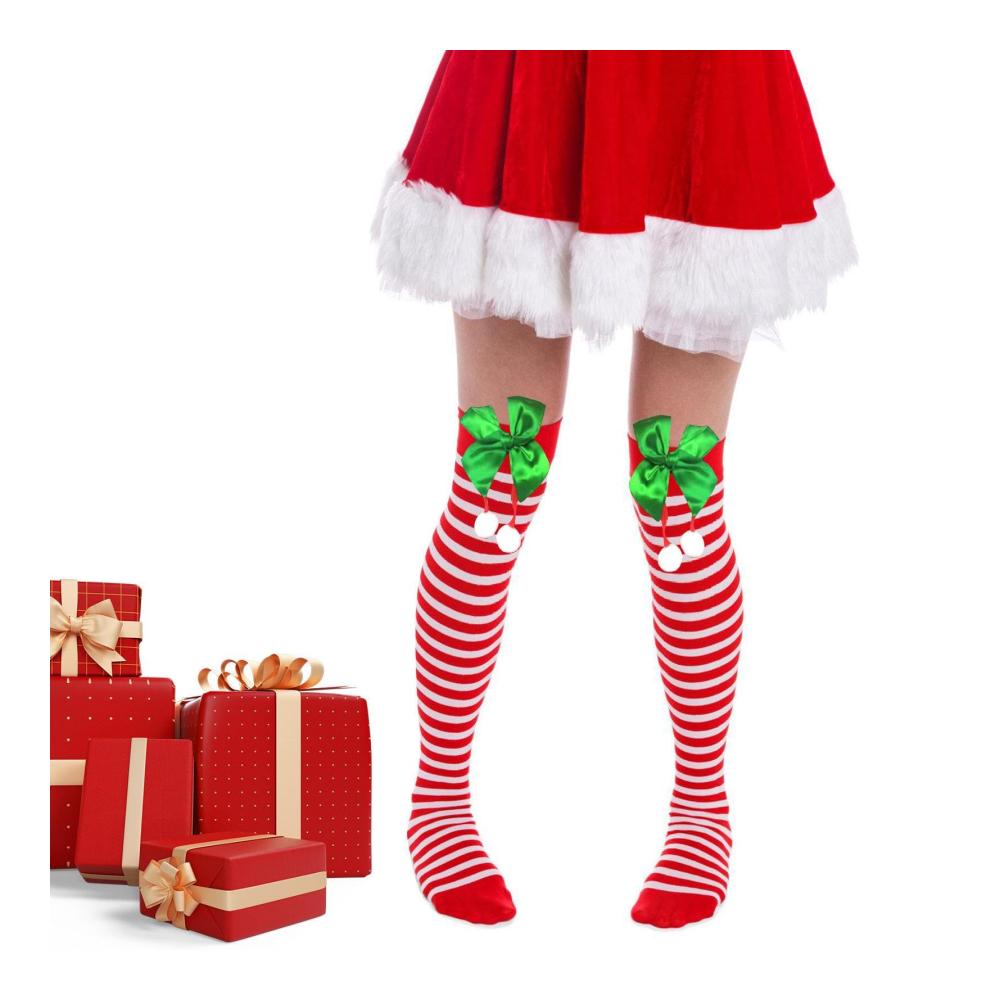 Luxuriöse Kniestrümpfe für Festtage Warme Weihnachtssocken Damen - Bunte Cosplay-Strümpfe gestreift und knielang für stilvolle Festlichkeiten. Bestellen Sie jetzt