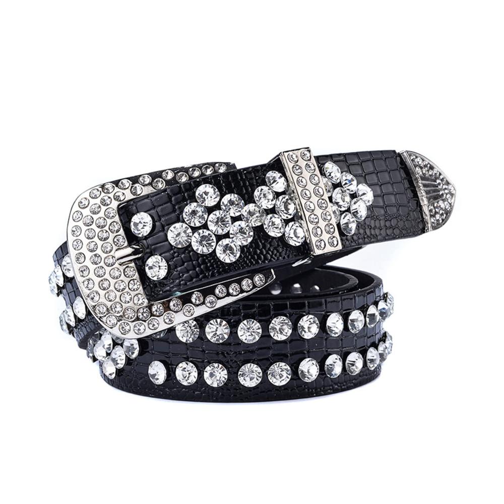 Einzigartiger Frauen Bling Strass Western Cowgirl Gürtel Stilvoller 35 mm breiter Taillengürtel mit glänzender Schnalle und künstlichen Diamanten perfekt für Jeanskleider