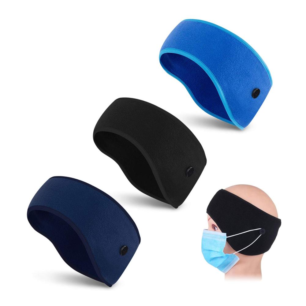 Sport-Stirnbänder 3er-Pack Warm Fleece Stirnbänder mit Knopf für Damen und Herren - Perfekte Winddichte Ohrenwärmer zum Skifahren Joggen Fahrradfahren und Motorradfahren