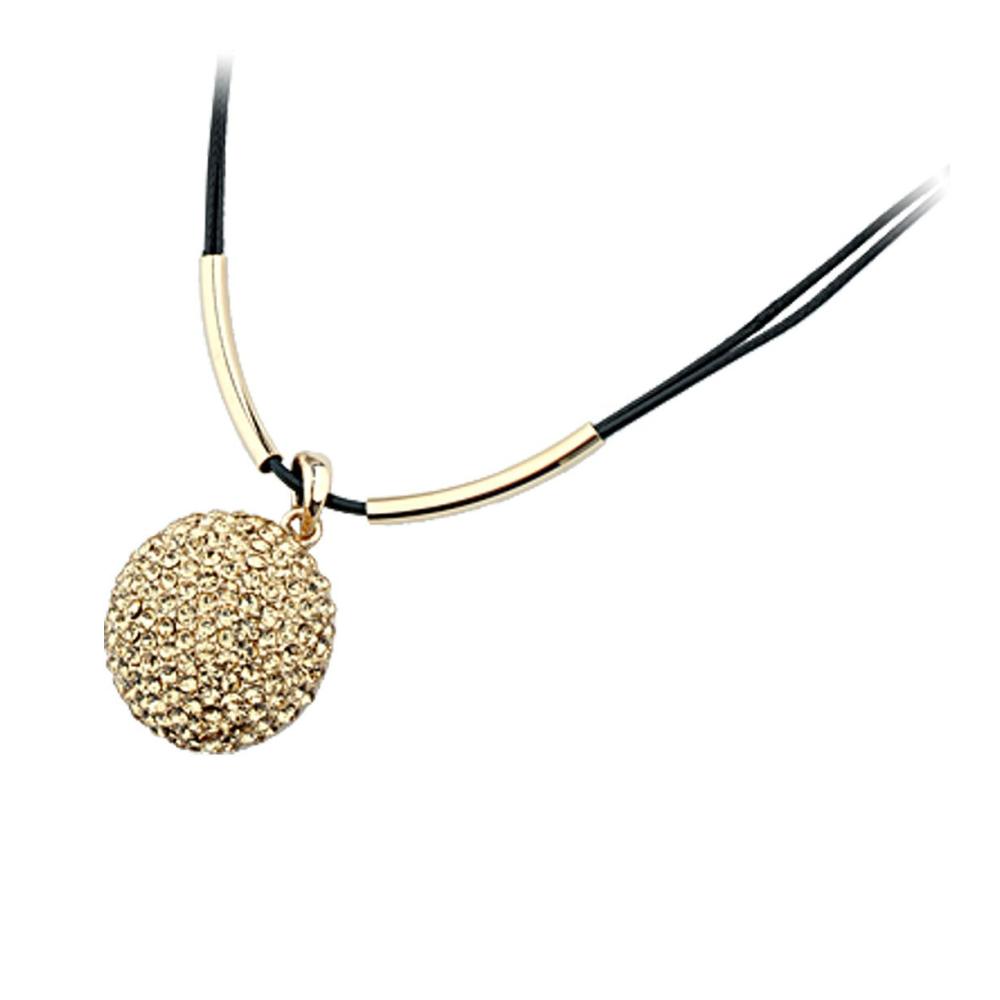 Hochwertiges Schmuck-Set Goldfarbene Strass-Halbkugel-Anhänger-Schnur-Halskette und passende Ohrringe – Eleganz trifft auf Stil! Gönnen Sie sich Luxus und Glamour