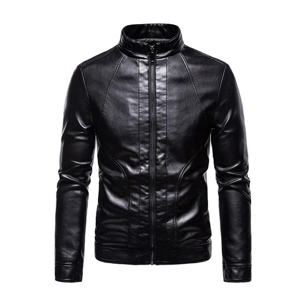 Entdecke den ultimativen Stil Herren Lederjacke für Herbst & mehr! Hochwertiges Design mit Stehkragen Schwarz. Perfekt für Motorradfahrer & Herrenbekleidung. Jetzt zugreifen