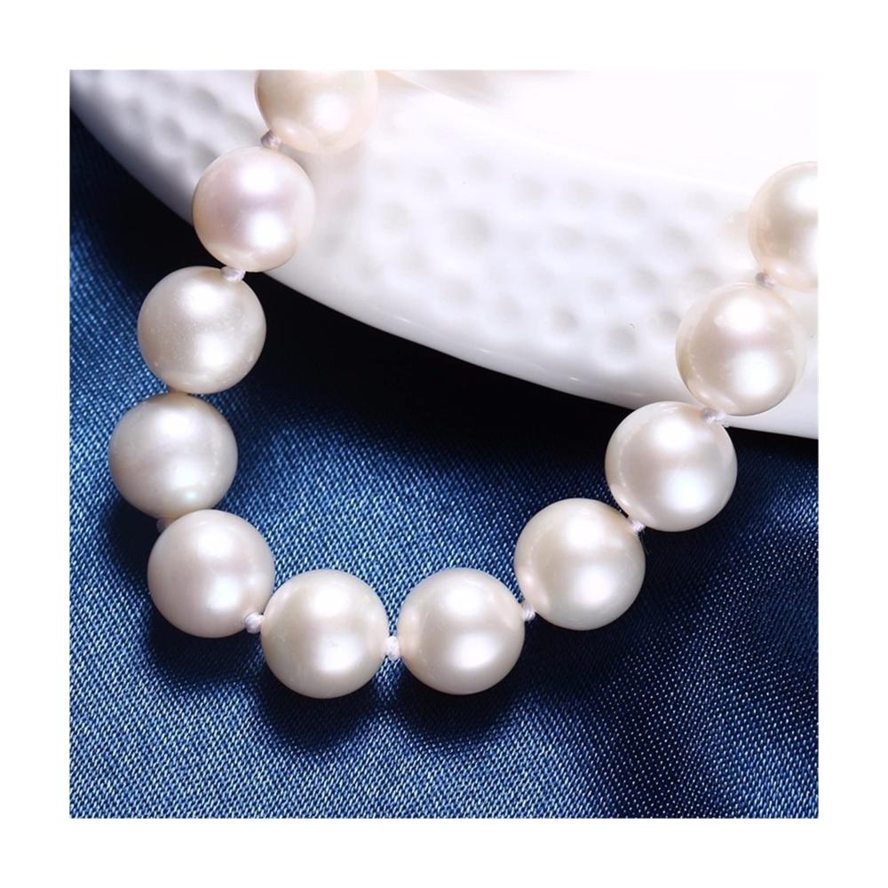 Luxuriöse Perlenkette mit natürlichen Süßwasserperlen - Elegantes Accessoire in feiner Silberschmuck-Geschenkbox für stilbewusste Frauen - Ein Glücksbringer der Extraklasse (Farbe 8-9mm