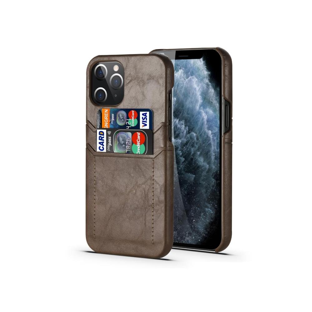 Praktisches Kreditkartenetui für iPhone 14Pro Max/14 Pro/14 Plus/14 – Hochwertiges PU-Leder – Braun – Organisieren Sie stilvoll Ihre Karten