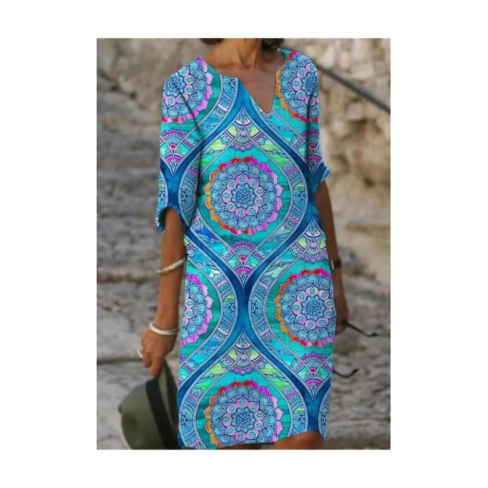 Entzückendes XXL Damenkleid Locker geschnitten mit Rüschen toller Print für Casual Party & Eleganz. Perfekt für Plusgrößen. Holen Sie sich jetzt