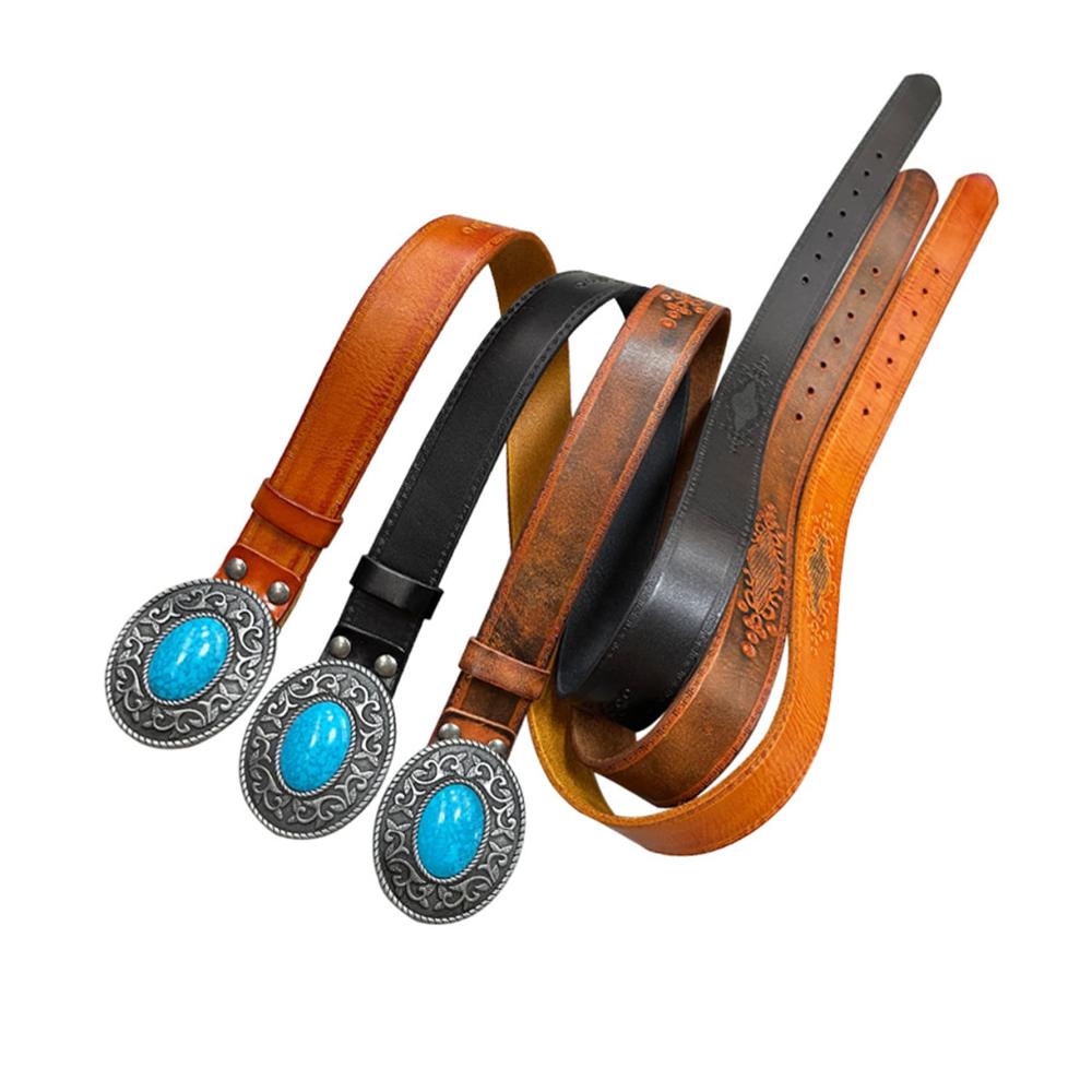 Einzigartiger Westlicher Echtleder Gürtel Cowboy-Stil mit Türkis-Verzierung für Damen und Herren. Passend zu Jeans und Country-Kleidern Breite 38mm Schwarz 125cm. Ein Must-Have