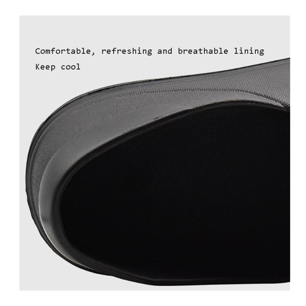 Entdecken Sie stilvolle schwarze Schuhe für Herren Wasserdicht rutschfest und ölbeständig! Perfekt für Gartenarbeit und Kochen. Geh bequem mit luftigem Fußbett und stoßdämpfender Sohle