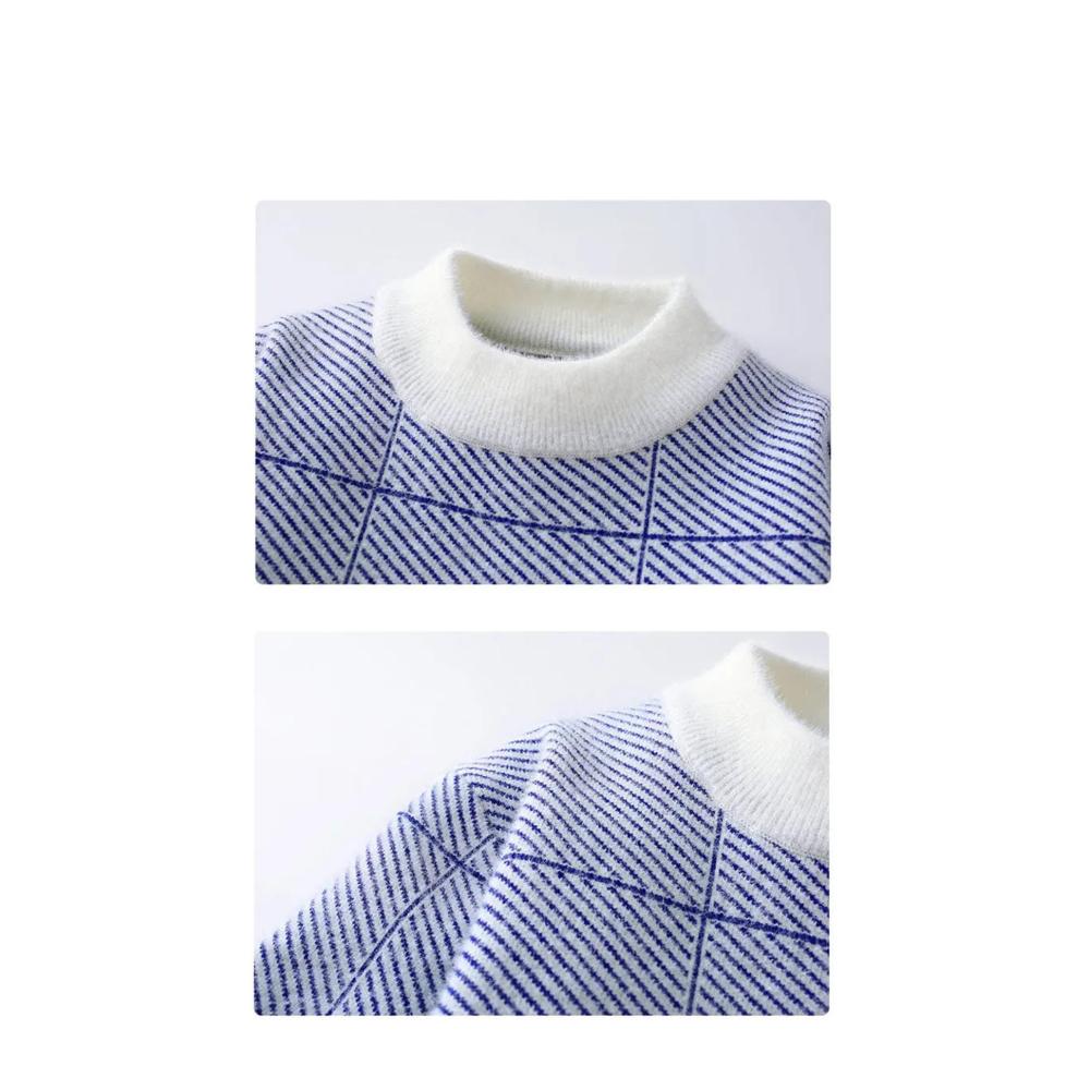 Modischer Herren Pullover für Herbst & Winter Patchwork Design Langarm Rundhalsausschnitt. Stylischer lässiger Look für jeden Tag