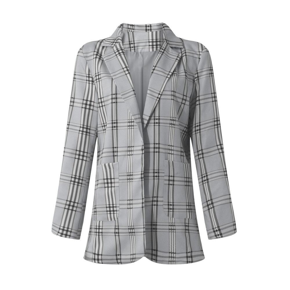 Eleganter Blazer für Damen Kariertes Langarm-Design mit stilvollen Taschen - Weicher Stoff für festliche und geschäftliche Anlässe. Erwerben Sie Ihren perfekten Begleiter jetzt
