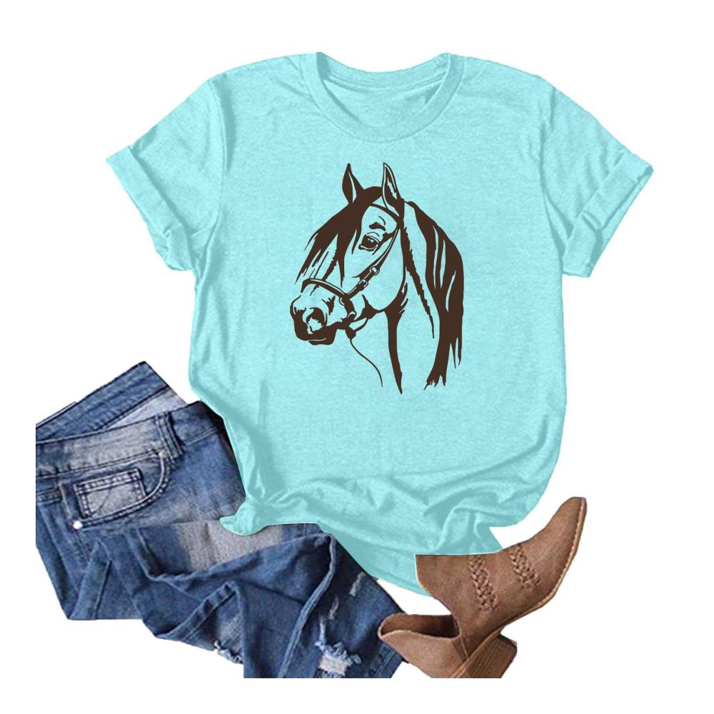 Einzigartige Damen T-Shirts Modische Baumwollshirts mit Pferdedruck für den Sommer. Stilvoll lässig und sportlich. Entdecke jetzt deine neuen Lieblingsoberteile