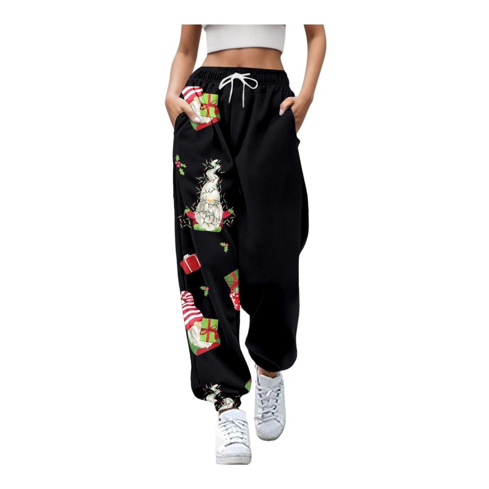 Entdecke den ultimativen Komfort Damen Laufhose mit Weihnachtsmotiv für den Winter! Hoch tailliert lockerer Schnitt Taschen und elastischer Bund. Perfekt für Freizeit und Jogging