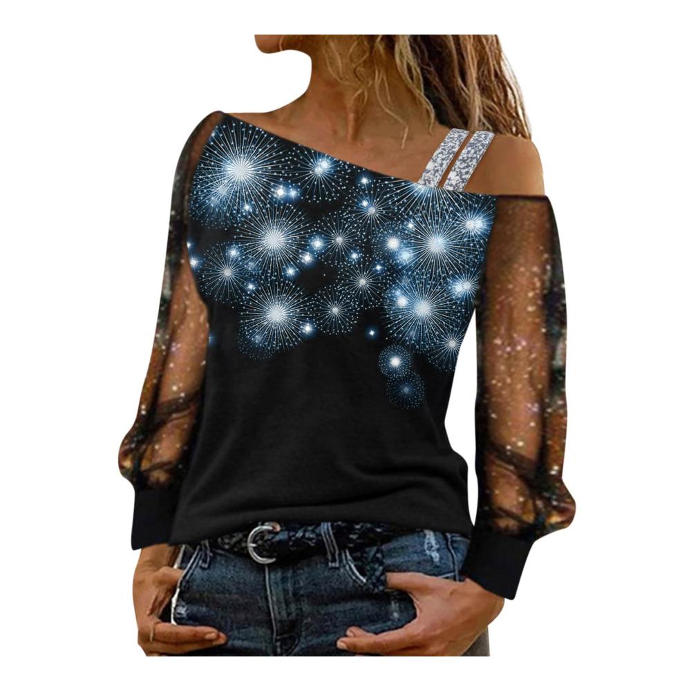 Elegant glitzerndes Langarmshirt für Damen Party-Perfektion mit Stil und Komfort. Schulterfrei und sexy für festliche Anlässe oder lässige Eleganz. In verschiedenen Größen erhältlich