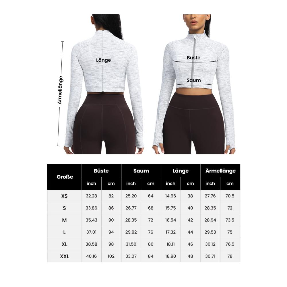 Entdecke den ultimativen Komfort Damen Sportjacke mit durchgehendem Reißverschluss und Daumenlöchern - Ideal für Yoga und Laufen. Leichte stylische Jacke für alle Aktivitäten