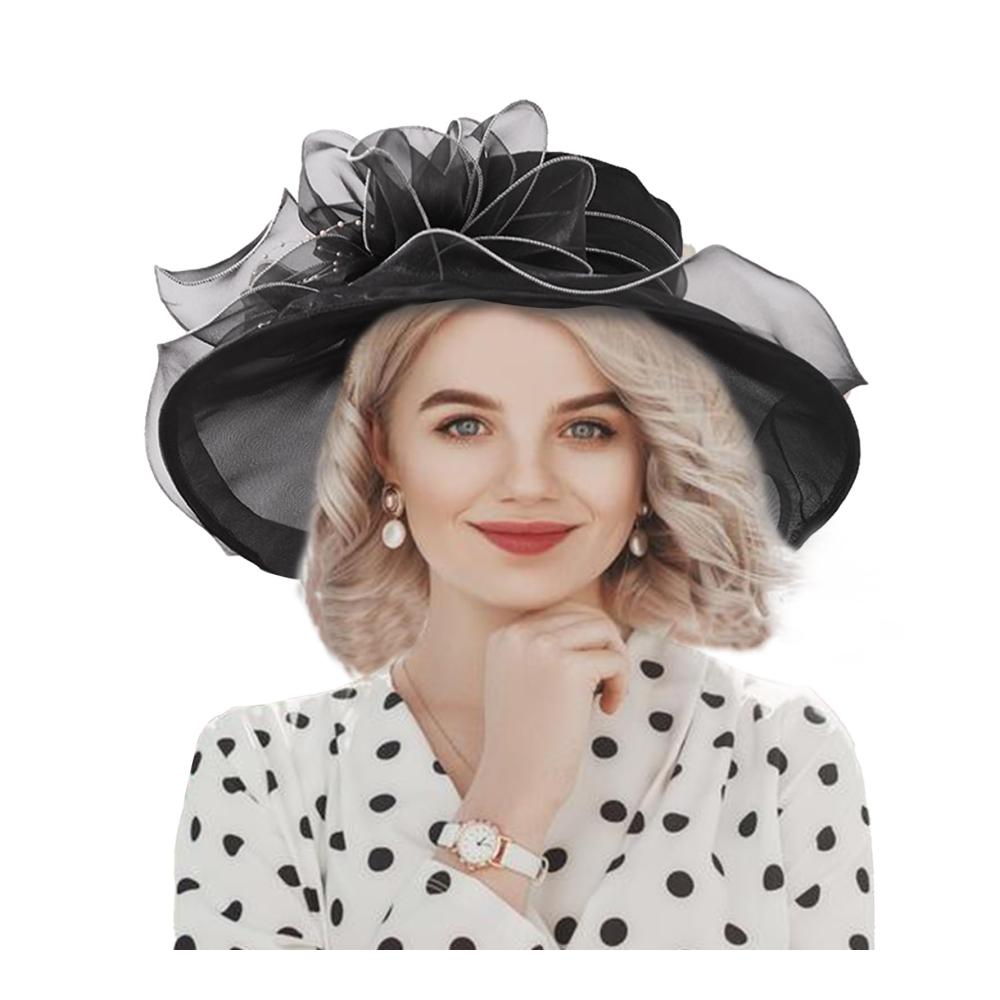 Eleganter Kirchenhut mit verstellbarem Organza-Fascinator für Damen Perfekt für Braut Hochzeiten Teepartys und formelle Anlässe