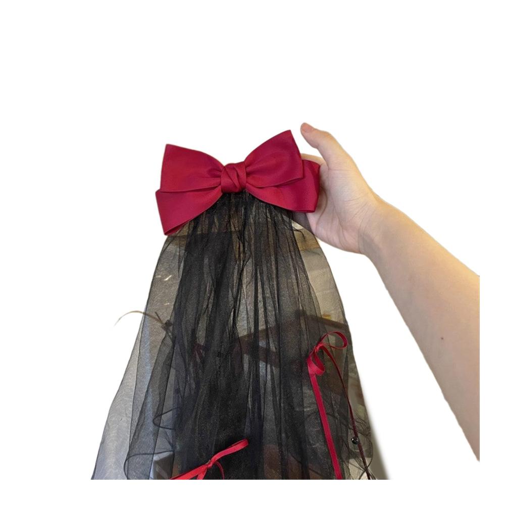 Gothic Schwarzer Hochzeits-Doppelschleier Kopftücher für Braut und Bachelorette Party