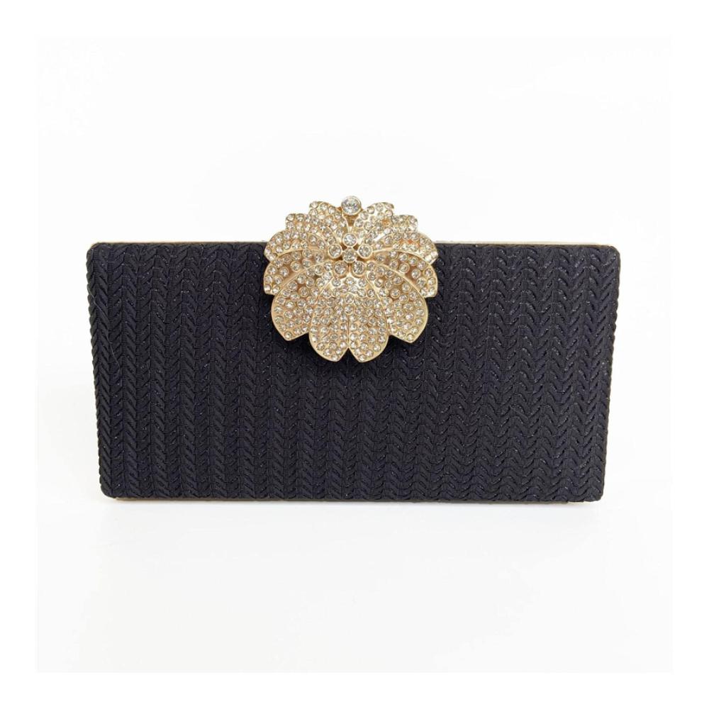 Elegante Abendtasche für Damen mit Blumenschloss - Clutch für Party Hochzeit und Bankett Schultertasche in edlem Design