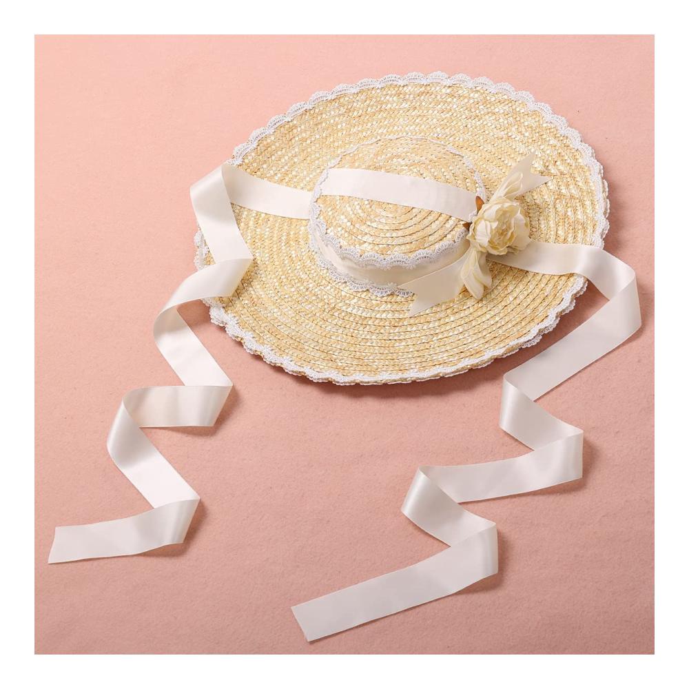Entdecken Sie den charmanten Stil Sonnenhut für Damen - Strohhut mit viktorianischem Flair und Lolita-Spitze - Ihr perfekter Sonnenschutz