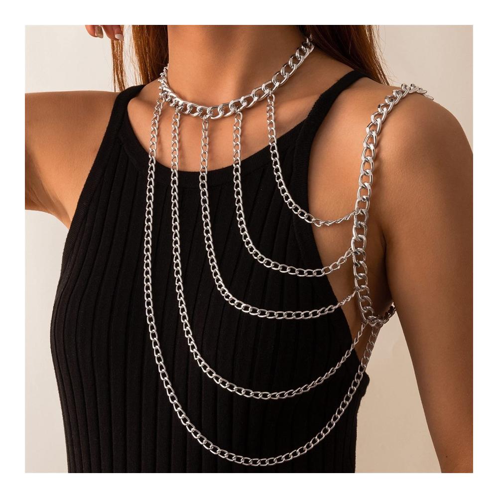 Entdecke den Glamour Modische Körperkette mit goldenem Glanz für die Dame von heute! Exquisites Schulter-Schmuckstück als Festivalgeschenk