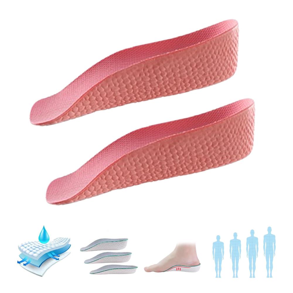 Ultimative Orthopädische Höhenpolster 1.0 - Verbesserte Unterstützung für Fußgewölbe und Ferse - Verstellbare Einlagen zur Erhöhung der Körpergröße - Rosa - 35 cm