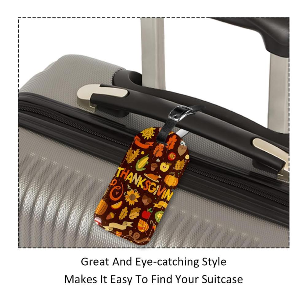 Entdecken Sie stilvolle Reisebegleiter Hochwertige PU-Leder Koffer- & Taschenanhänger. Personalisierbar ideal für Reisende. Bunte Thanksgiving-Objekte. 2 Stück