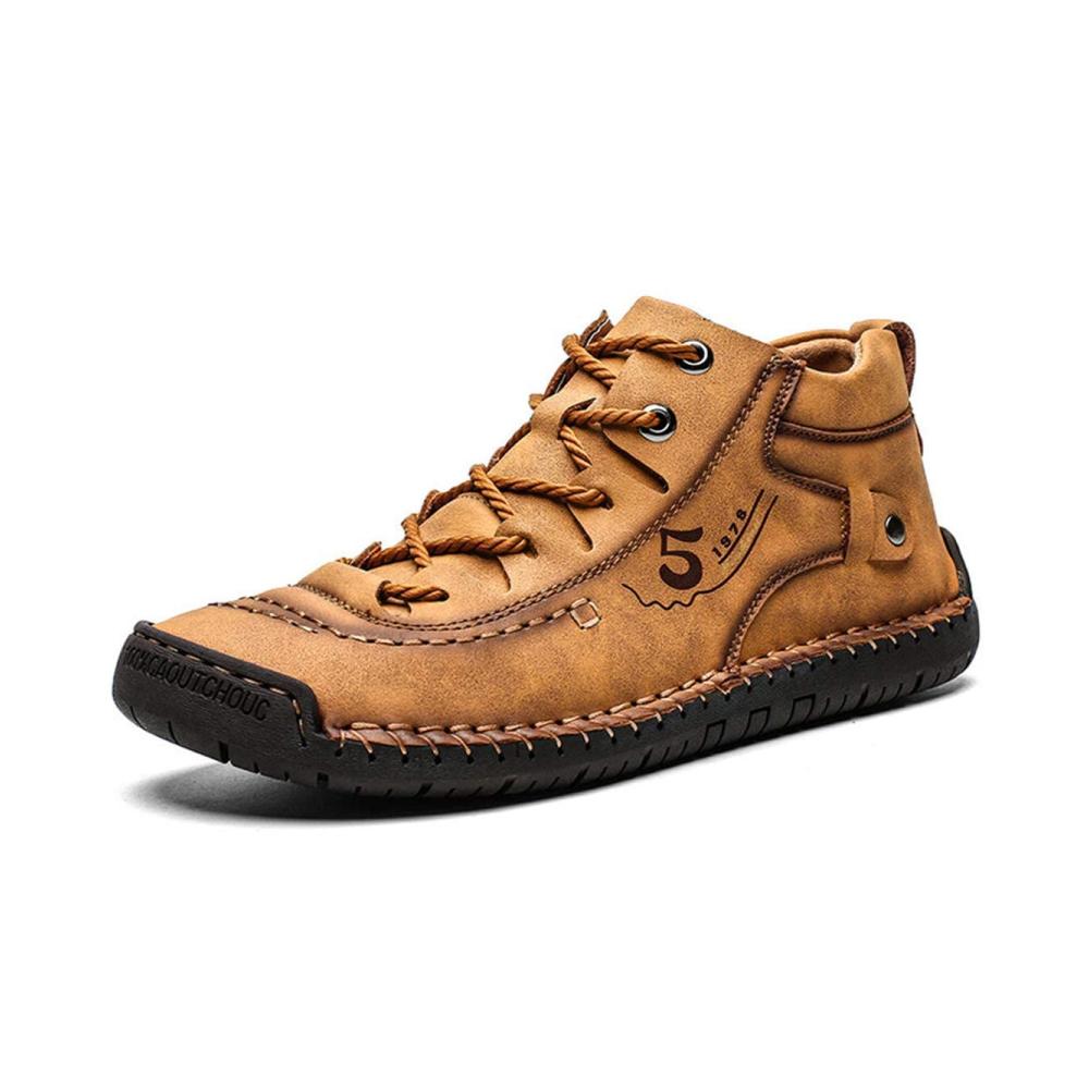 Ultimativer Komfort für Herren Gelber Samt Trekking- & Wanderschuhe Größe 42 2/3 EU. Handgenähtes Leder bequem zum Reinschlüpfen perfekt zum Autofahren und Wandern