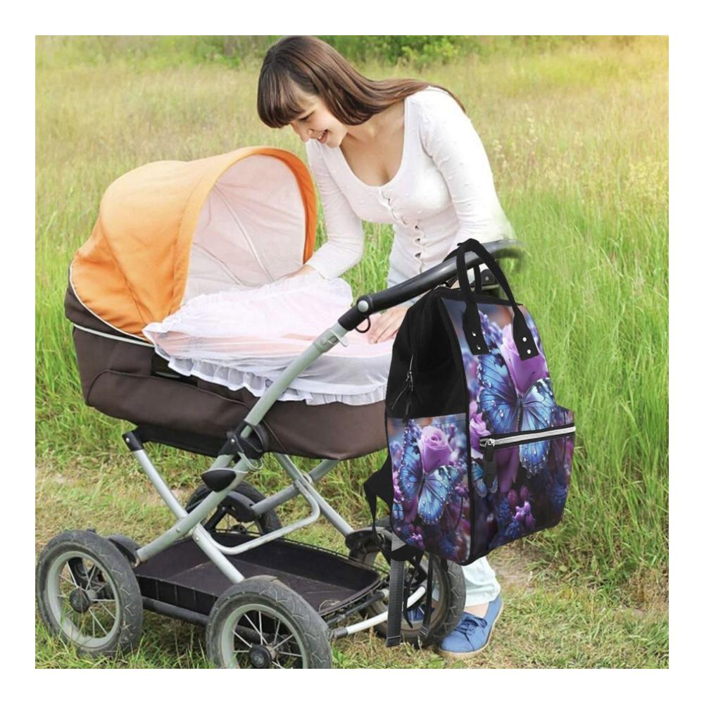 Entdecke den perfekten Begleiter für deine täglichen Abenteuer Wasserdichter Tagesrucksack mit violettem Rosenmuster ideal für Laptop und Arbeit für Damen und Herren in stilvollem Schwarz
