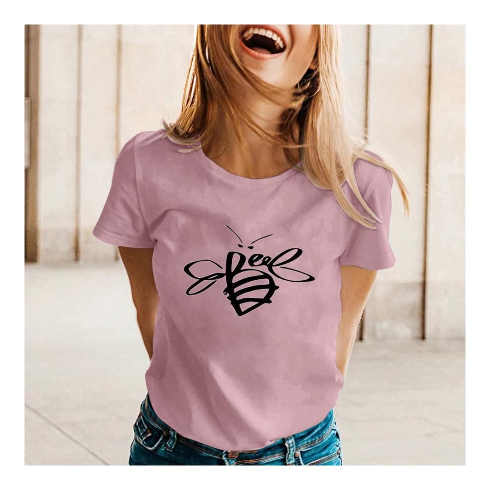 Entzückendes Damen T-Shirt mit Bienenprint - Perfektes Oberteil für Bienenliebhaberinnen - Sommerliche Kurzarmmode für Mädchen und Frauen - Ein Must-have für den Imkerei-Look