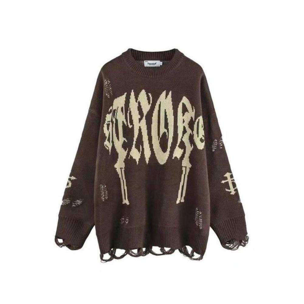 Entdecken Sie den zeitlosen Stil Pullover mit Vintage Alphabet Jacquard für Herbst. Bequem lässig und im Trend mit Quasten und Streetwear-Appeal