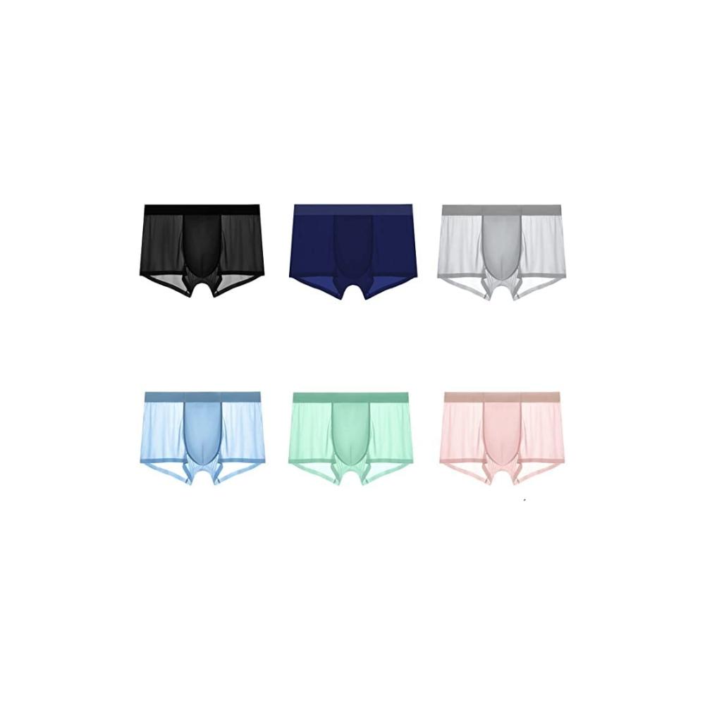 6er Pack Herren Boxershorts Eisseide atmungsaktiv ultraweich hauchdünn mit Netzstoff für Unsichtbarkeit - Komfort in Perfektion