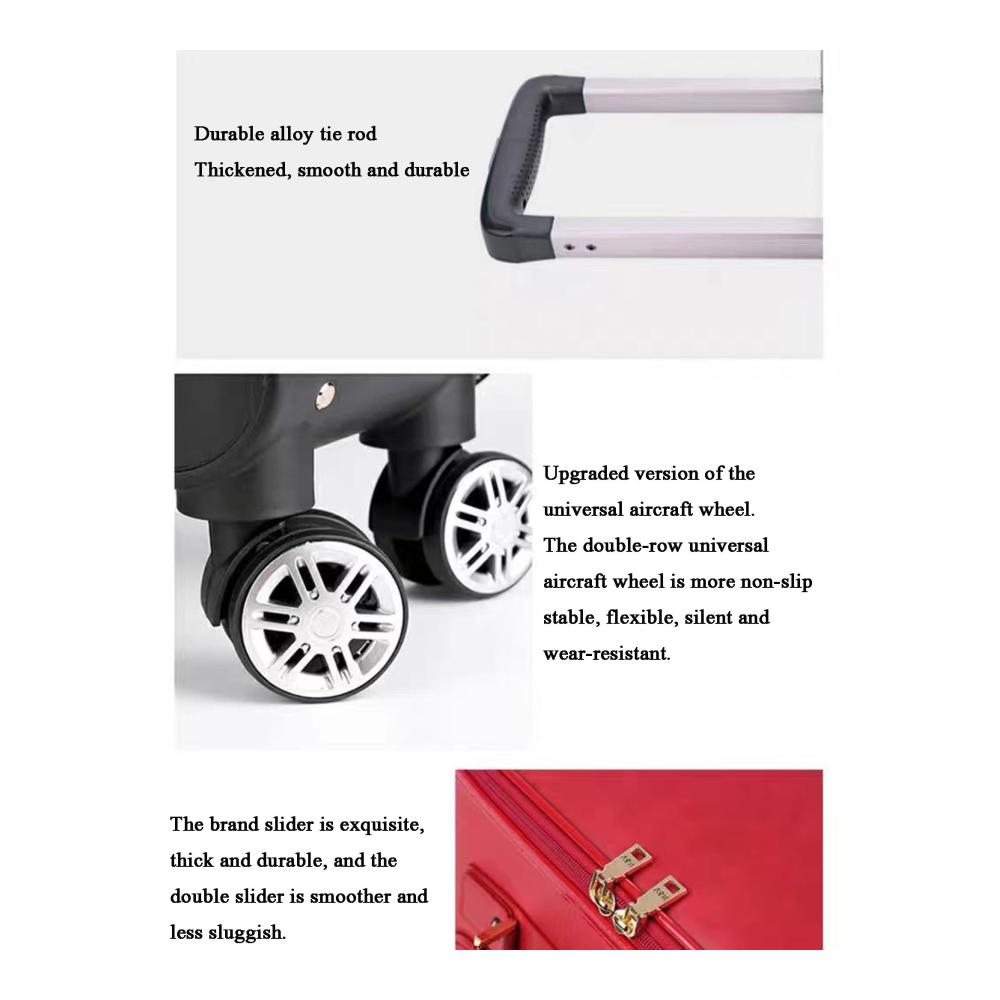 Exklusives 2er-Pack Gepäckset mit Passwortschloss luxuriöser Retro-Trunk-Softside-Trolley-Koffer für stilvolle Reisen mit Gratis-Kosmetiktasche