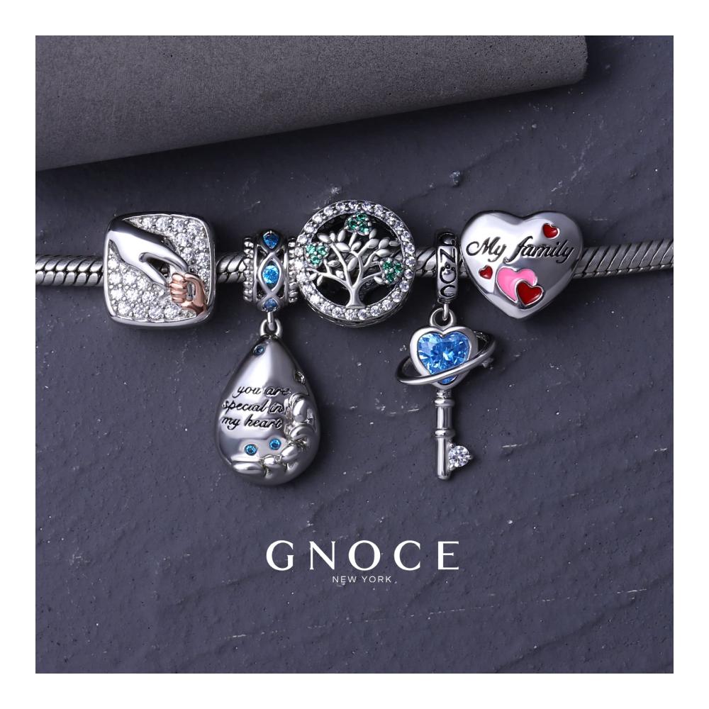 Entdecke den Zauber der Bead Charms GNOCE Blue Planet Schlüsselanhänger Charm aus 925 Sterling Silber - Einzigartiger Schmuck für Frauen Mädchen & Töchter