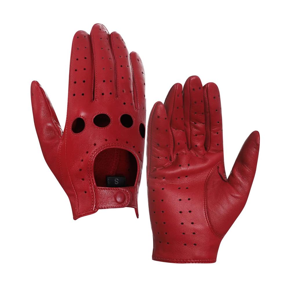 Hochwertige Damen Lederhandschuhe Ungefüttert | Ultimativer Komfort & Stil | Handcrafted Upgrade GL009 Rot | Größe L | Jetzt erhältlich