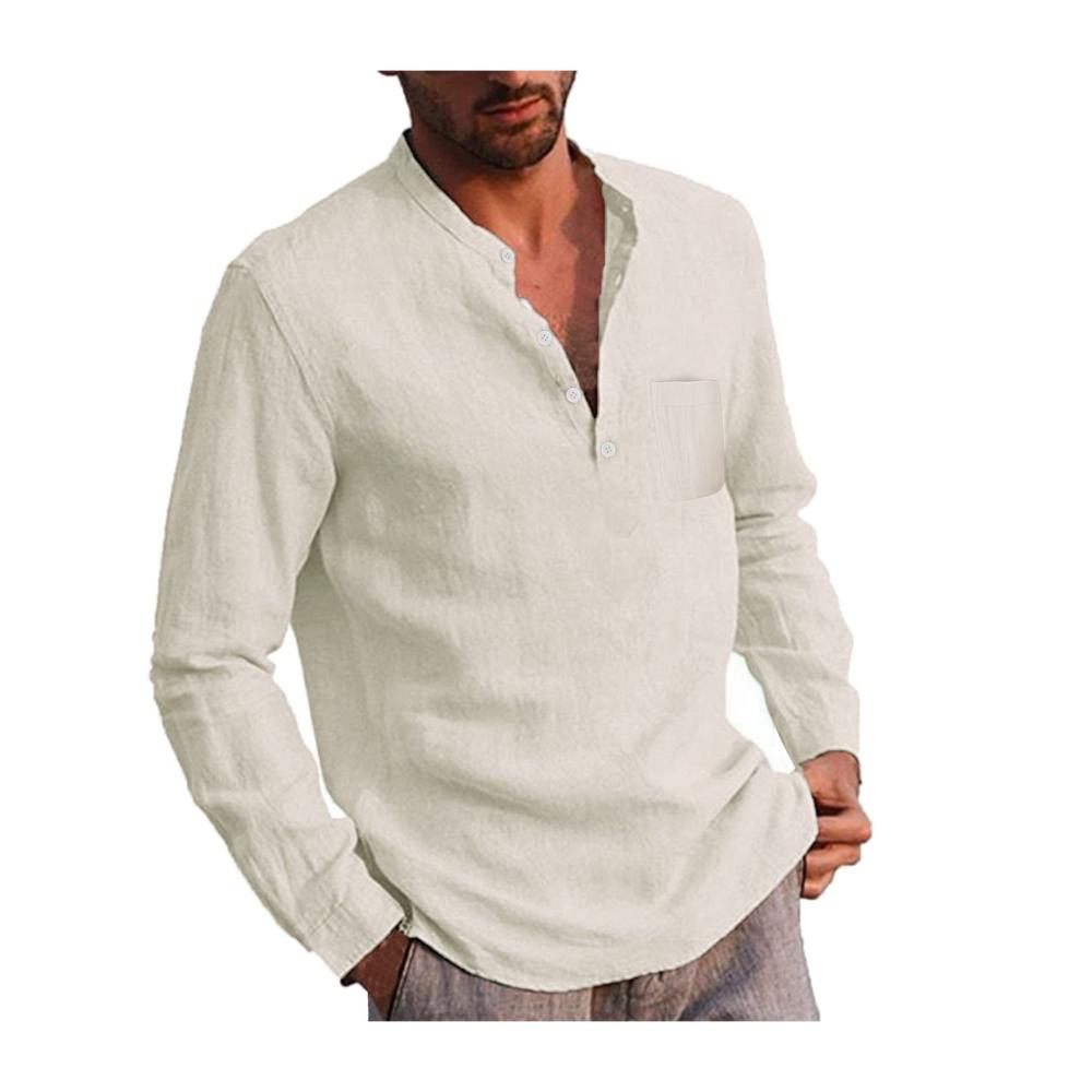 Stilvoll und vielseitig Herren Langarm T-Shirt in Vintage-Optik aus Baumwolle und Leinen. Perfekt für den Sommer Freizeit und Strand. Jetzt zugreifen
