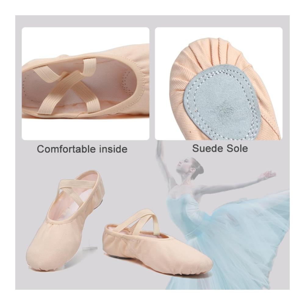 Hochwertige geteilte Ledersohle Tanzschuhe für professionelles Balletttraining. Weiche Sohle optimale Flexibilität. Perfekt für Erwachsene und Kinder