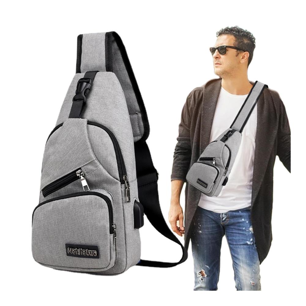 Stylische Schultertasche für Damen und Herren Praktische Umhängetasche mit USB- und Kopfhöreranschluss - Ideal für den Alltag