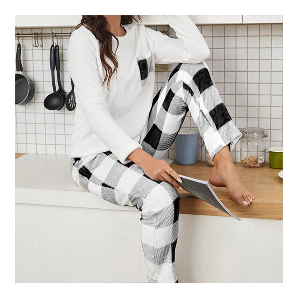 Bequemer Winterpyjama für Damen - Langarm Flanell Set weiche Karierte Pyjamahose ideal für gemütliche Abende - Jetzt auf  entdecken