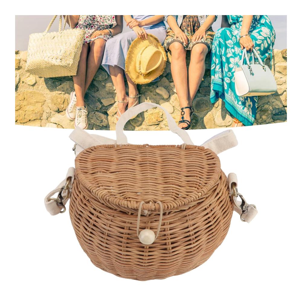Authentische Vintage-Schultertasche Handgewebte Rattan-Tasche für Damen. Perfekt für Camping Fotografie und stilvolles Reisen. Jetzt zugreifen und den Sommer mit Stil genießen
