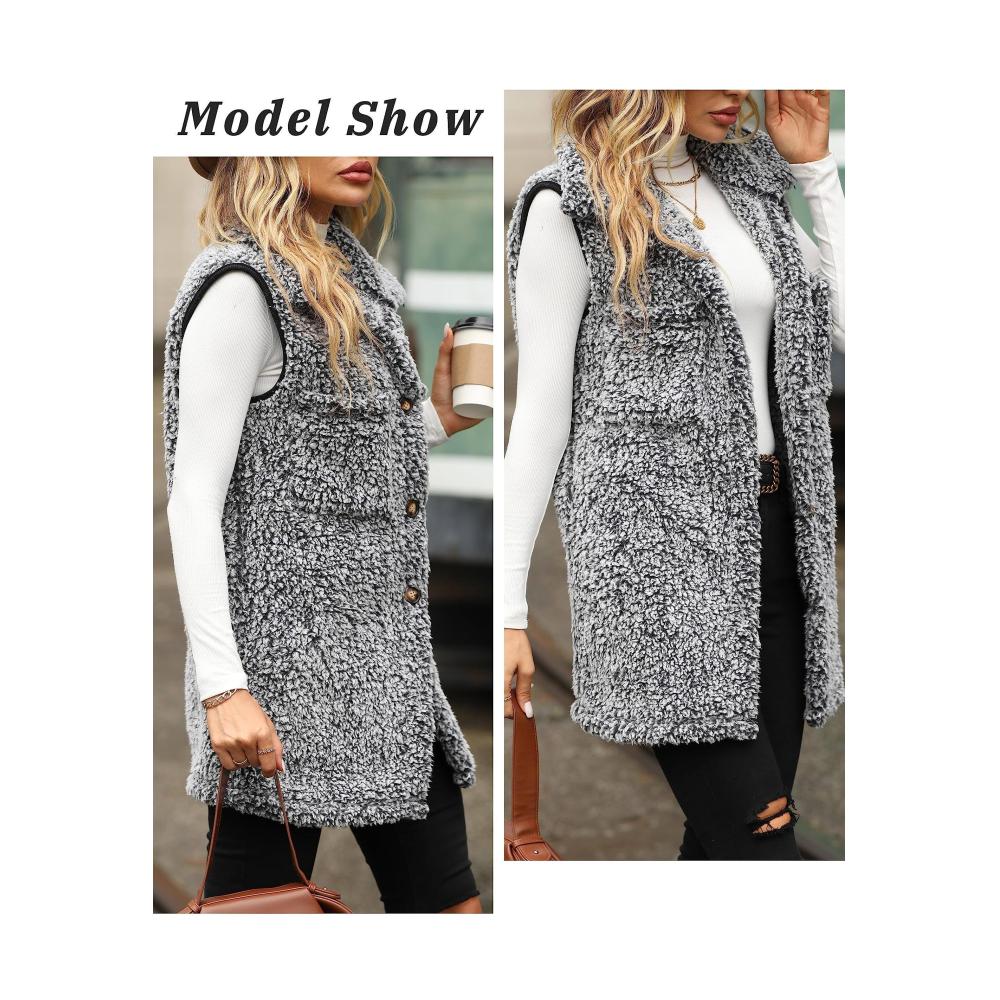 Stilvoll warm bleiben Damen Fleece Weste - Lang kuschelig und trendig. Perfekter Körperwärmer für jede Jahreszeit. Erleben Sie ultimativen Komfort und Stil mit dieser Pelzjacke