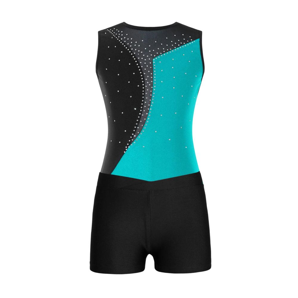 Einzigartiger Mädchen Leotard mit Strass-Shorts Perfekt für Tanz und Gymnastik! Kurzarm Turnbody für stilvolle Performances und Training. Holen Sie sich Ihren eleganten Gymnastikanzug jetzt