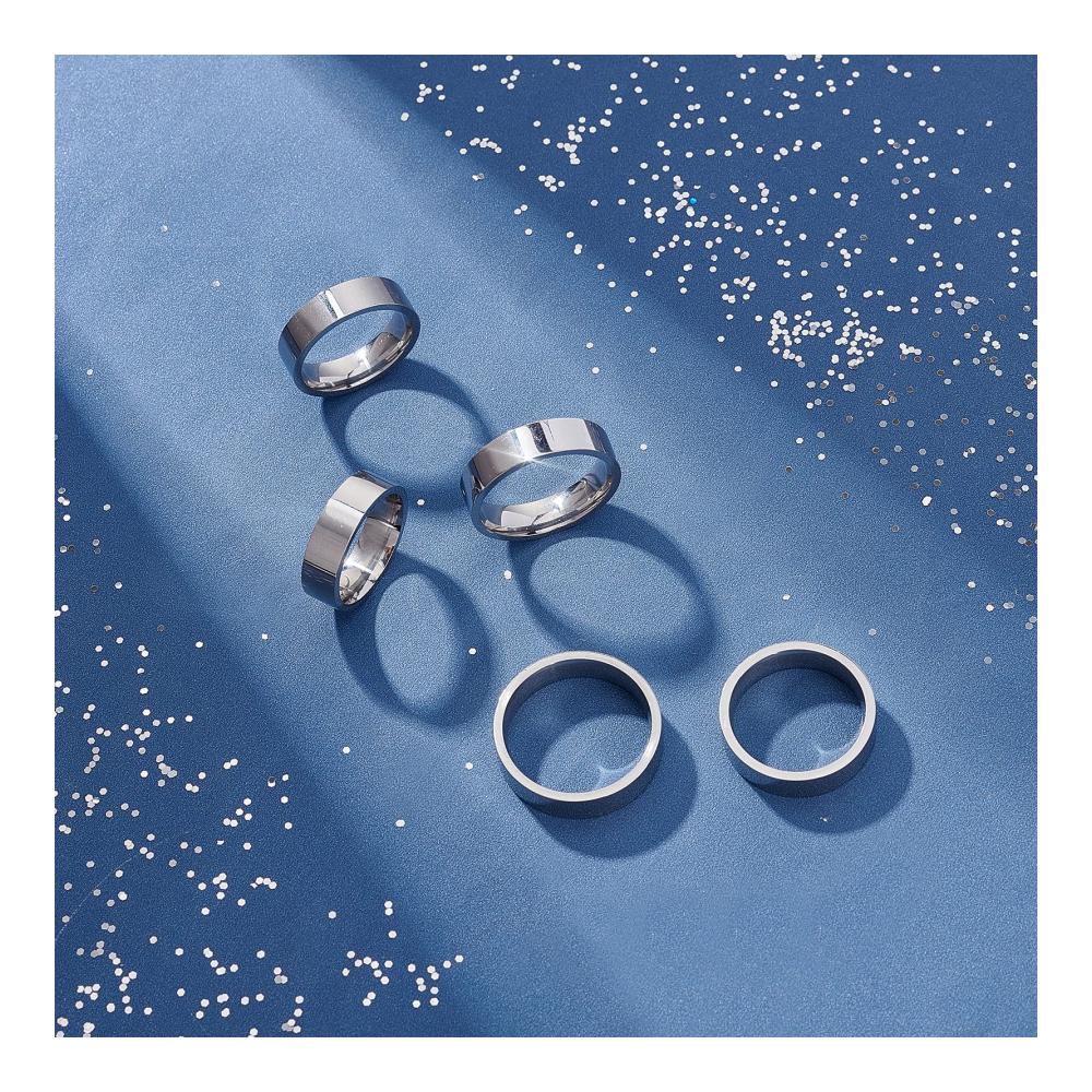DIY Ringset 5 Stücke 5 Größen 304-Edelstahl einfach flach für Frauen & Männer. Perfekt für DIY-Fingerringherstellung! (Innendurchmesser 17~21 mm