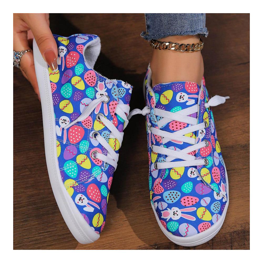 Entdecken Sie den Retro-Chic Segelschuhe Damen 41 mit buntem Frucht- und Blumendruck weicher Schnürung und dickem Boden. Stilvolle Freizeitschuhe für den perfekten Look