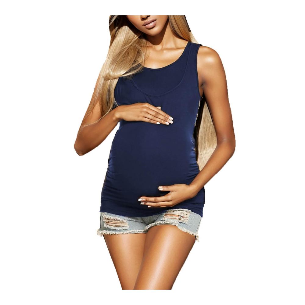 Lässiges Damen Umstands-T-Shirt Ärmellos Unregelmäßiger Saum Basic Still-Oberteil Schwangerschafts- & Fotografie-Dessous