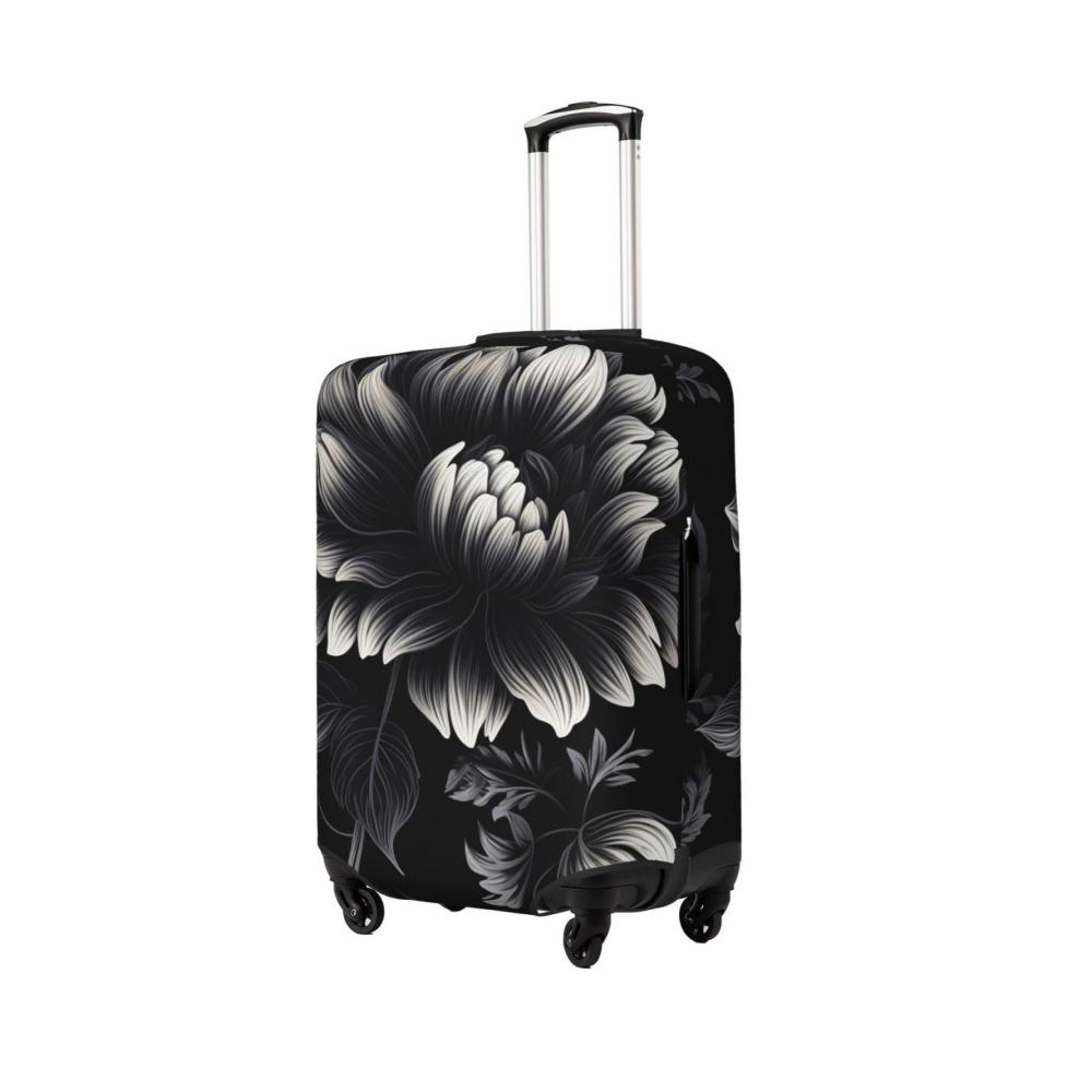 Schützen Sie Ihr Gepäck stilvoll unterwegs! Elastische Koffer-Abdeckung mit Blumenmuster für 457–813 cm große Gepäckstücke. Jetzt in Schwarz erhältlich