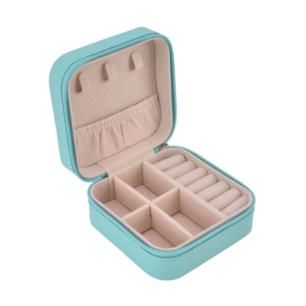 Brillante Schätze unterwegs Tragbare Schmuckkästen mit 4 Fächern großer Kapazität Reißverschluss-Trennwand weichem Futter. Entdecken Sie die Mini-Schmuck-Aufbewahrungsbox für Reisen in Blau