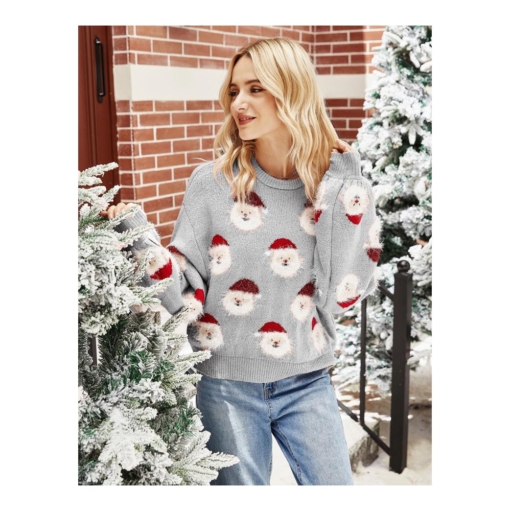 ADVRESF Lustige Hässliche Weihnachtspullover für Frauen XL Weihnachten Strickpullover rund Kragen Damen Pulli Xmas Wollpullover Langarm Winter Ugly Party Pullover